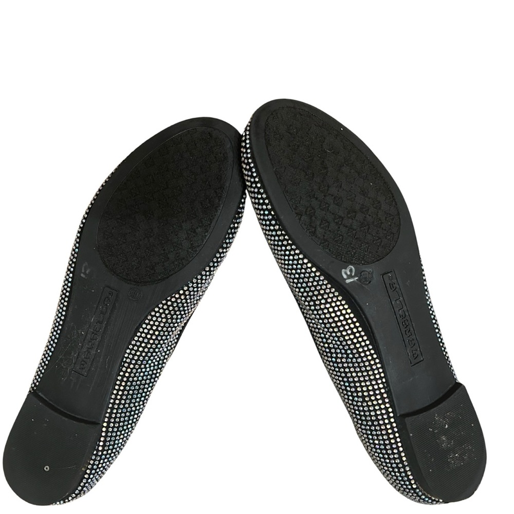 French Sole Black and White Rhinestone Flats - Picture 7 of 8